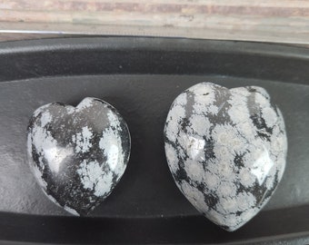 Snow flake Obsidian Puff Heart