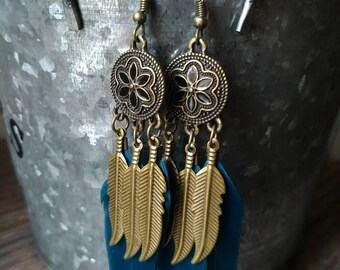 Blue Feathers Earrings