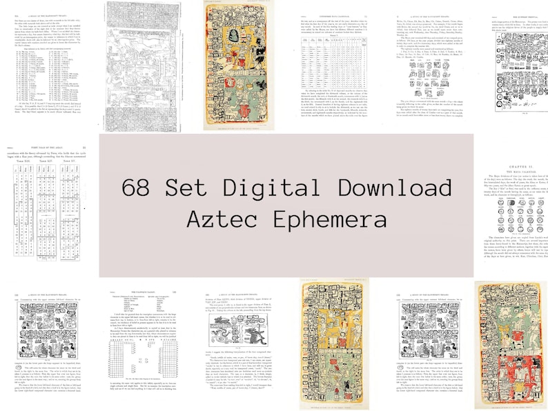 Codex Style Drawing Aztec Ephemera Digital Download, Mesoamerican Codex Style Printable ...