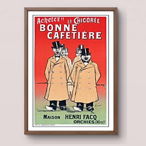 French Coffee Advertisement Poster | La Bonne Cafetière Advertisement | Vintage Coffee Art Print | Digital Download | Kitchen Wall Decor