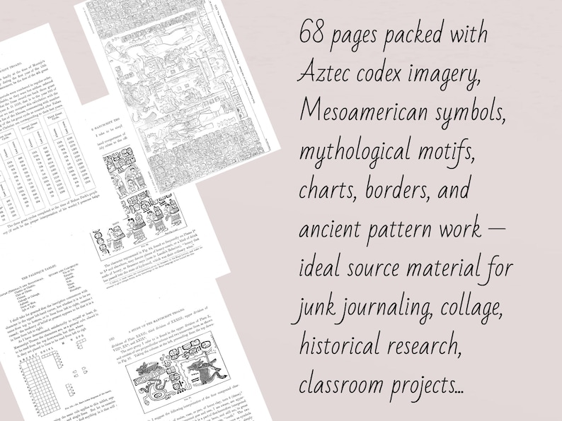Codex Style Drawing Aztec Ephemera Digital Download, Mesoamerican Codex Style Printable ...