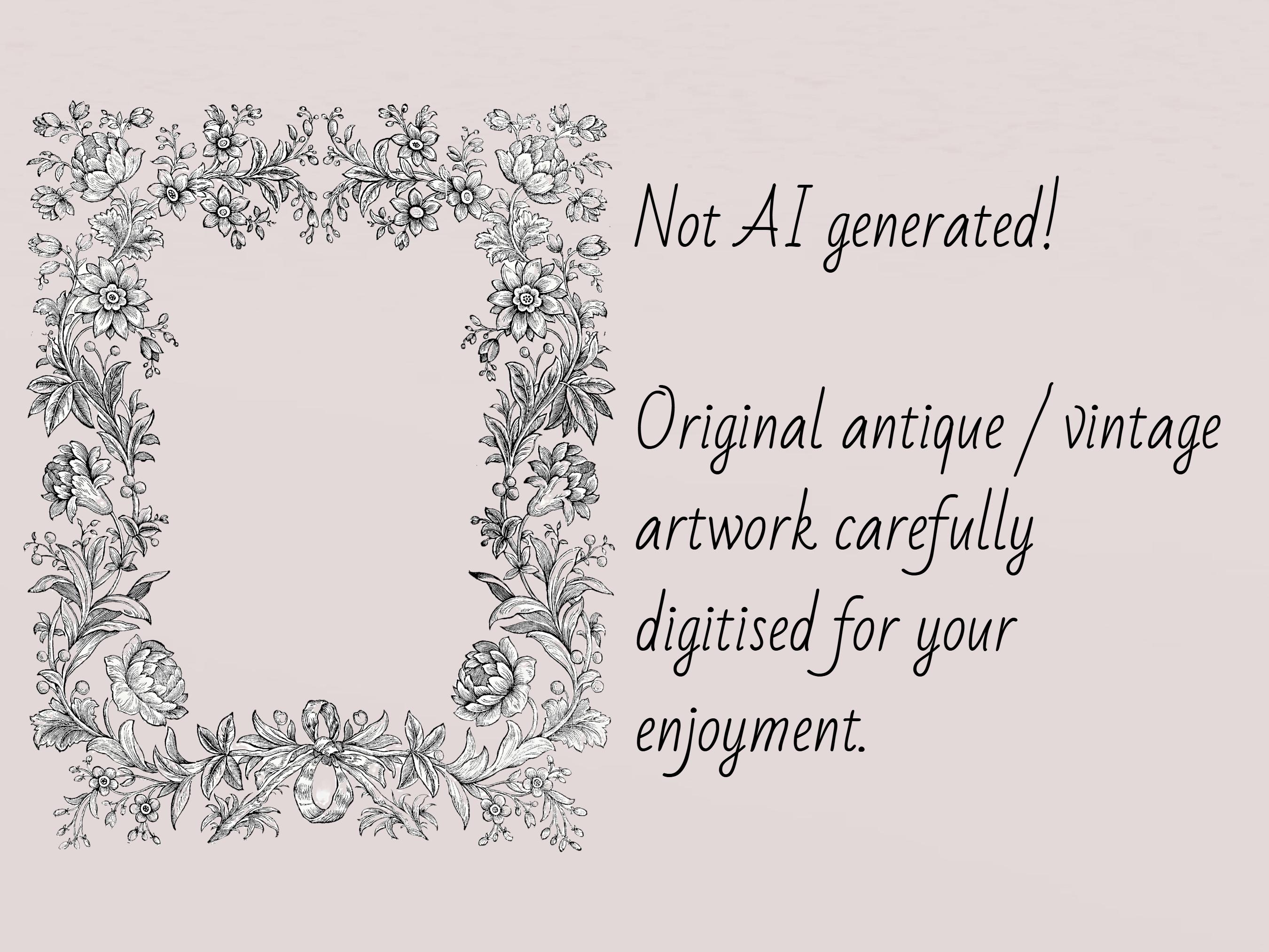 Victorian Floral Frame PNG | Antique Flower Border Digital Download ...