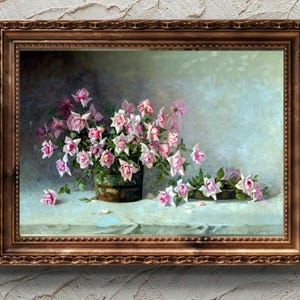 Vintage Flower Print | French Country Wall Decor | Printable Wall Art | Antique Flower Painting | Floral Wall Art | Vintage Botanical Print