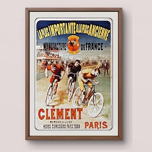 Vintage Radsportkunst, Clément Cycles Poster | Vintage französische Fahrradkunst | Paris 1889 Preisträger | Digitaler Download, Velourbild