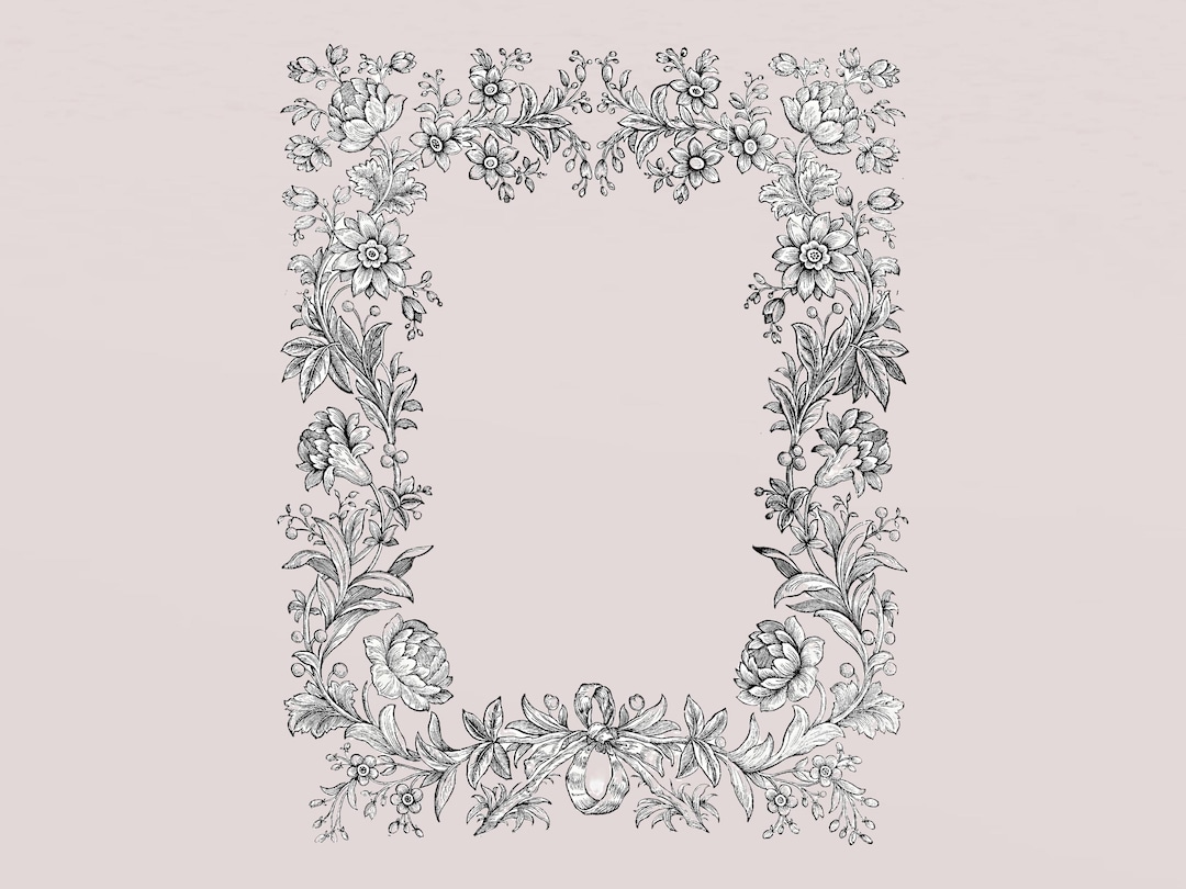 Victorian Floral Frame PNG | Antique Flower Border Digital Download ...