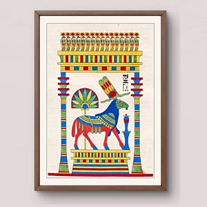 Egyptian Art Digital Download | Ancient Ram Deity Print | Vintage Papyrus Wall Art | Historical Decor | Multiple Sizes, Champollion Antique