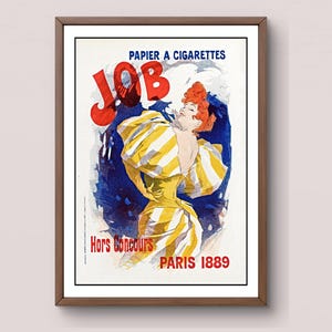 French Belle Époque Poster | JOB Cigarette Paper Art | Digital Download | Vintage Paris 1889 Advertising | Jules Chéret Print