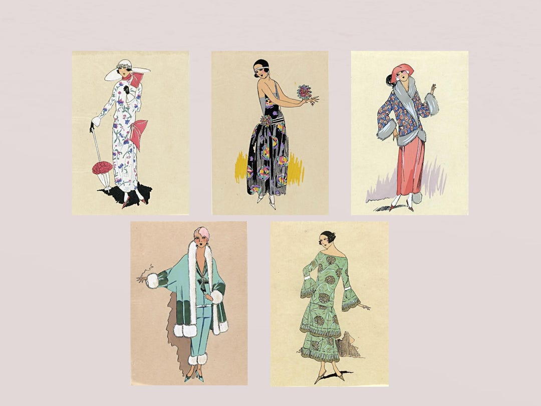 1920s Fashion Plates Collection Downloads | Art Deco Flapper Digital ...