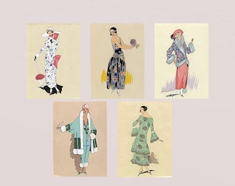ヴィンテージ衣料品 女性用アールデコファッションカタログ 1920年代