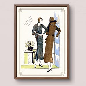 Art Deco Fashion Print | 1920s Ladies Conversation | Vintage Wall Art Digital Download