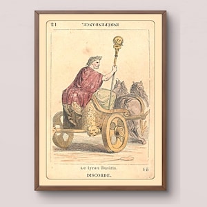 Carta del oráculo de Busiris / Impresión de arte mitológico francés / Descarga digital de un carro antiguo / Carta de la fortuna de Discord / Arte de la mitología clásica