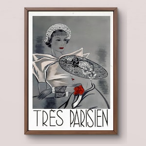 Tres Parisien Fashion | Vintage French Magazine | Haute Couture | Art Deco Style | Digital Download | Printable Wall Art | 1930s Poster