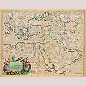 Historical Map Digital Download, Europe, Africa, Middle East, Turkish Empire, 17th Century Antique Printable, Not AI Generated Wall Art