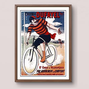 Vintage französisches Fahrrad Poster | Dufayel Velocipede Werbung | Digitaler Download Wandkunst | Radfahren Dekor