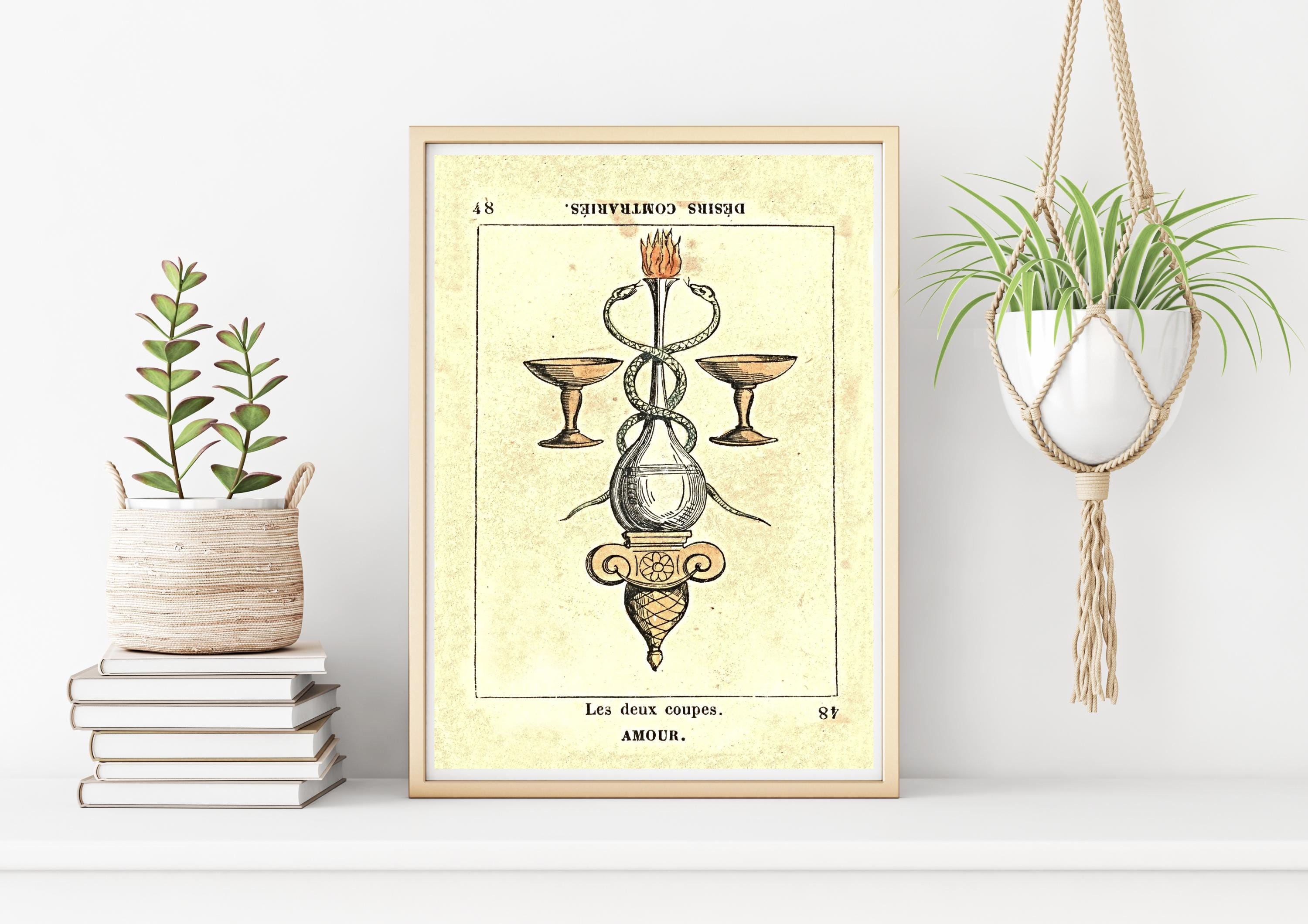 French Tarot Art Two of Cups | Antique Amour Card Digital Download
