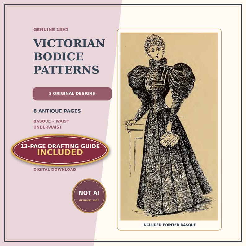 Basque Classic Patterns Patrons de corsages victoriens, modèles basques et de taille de 1895 ...