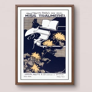Póster de libro vintage, descarga digital / Novela de Miss Traumerei / Impresión literaria de Albert Morris Bagby / Ilustración artística de Ethel Reed