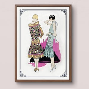 1920s Fashion Plate Print, Art Deco Flapper Women Illustration, Vintage Clothing Wall Art, Fashion History Decor, Jazz Age Printable