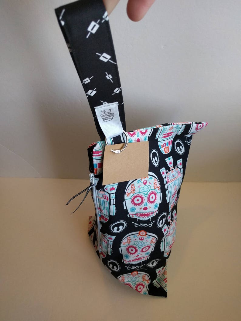Three Skein Zippered Bag Fancy Chickens Moka Pot Zippered Tote Medium Knitting Project Bag.