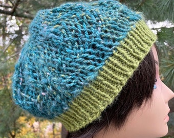 Twisted Net Handspun Sprang Woven Wool Hat
