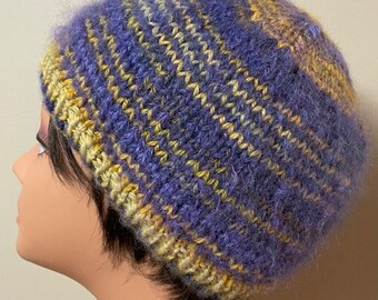 Purple Warmth Handspun Wool Knit Hat