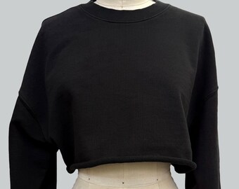 Black Cropped Sweatshirt - Made in USA