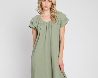 Gauze Dress With Pockets - Made in USA