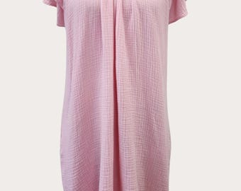 Ruffle Sleeve Gauze Dress w/ Pockets:  Made in USA - FALL COLOR