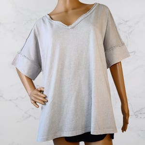 Oversized V-Neck Tee Mineral Wash - Made in USA GREY PIGMENT