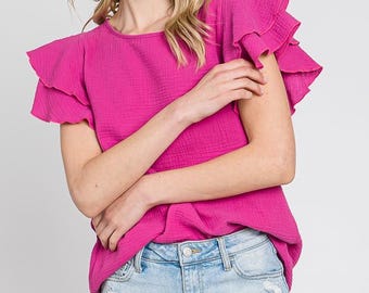 Double Ruffle Sleeve Gauze - Made in USA