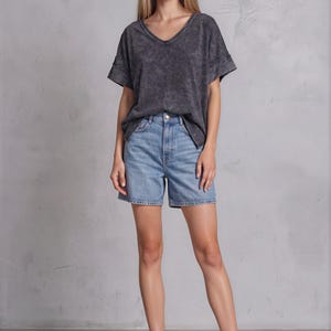 Oversized V-Neck Tee Mineral Wash - Made in USA image 3