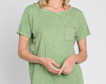 Mineral Washed Slub Cotton T-Shirt - Made in USA