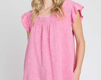 Ruffle Sleeve Pinafore Style - Made in USA