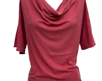 Cowl Neck Top: Lightweight Cotton Slub, Made in USA