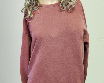 Pigment Dye Cozy Sweatshirt, Waist Band, Muted Colors, Free US Shipping - Made in USA