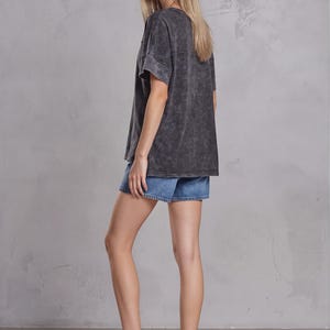 Oversized V-Neck Tee Mineral Wash - Made in USA image 4