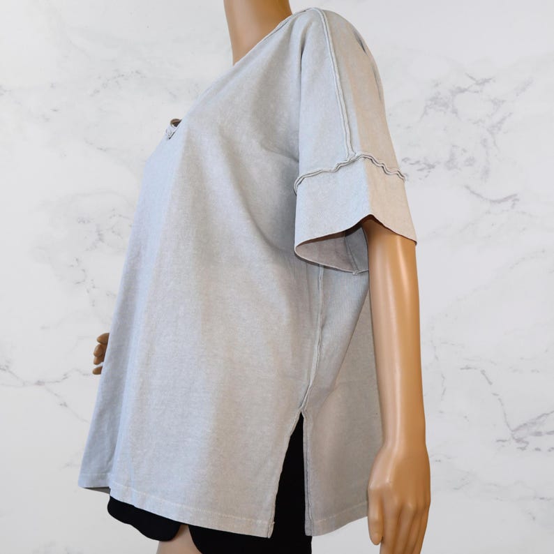 Oversized V-Neck Tee Mineral Wash - Made in USA image 10