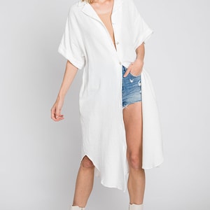Organic Cotton Gauze Tunic: Oversized Long Shirt, Made in USA