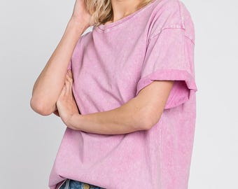 Mineral Wash Boyfriend Top - Made in USA