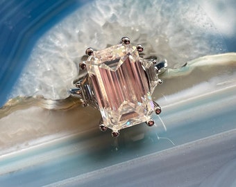 bethany ring – 8 carat emerald cut moissanite engagement ring, ZAYA moissanite ring