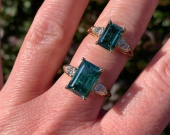 crazy rich asians ring - 4 carat green moissanite ring, emerald cut ZAYA moissanite