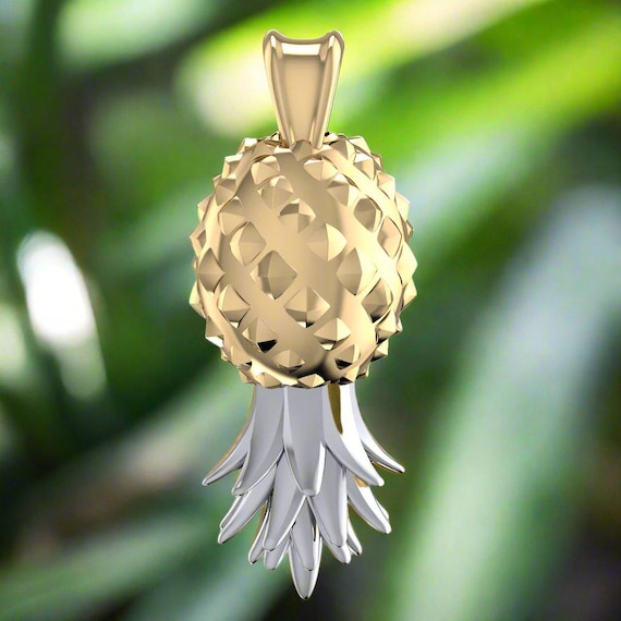 Colgante O Dije De Plata Esterlina 925 Con Forma De Piña Hawaiana E Incrustación De ópalo