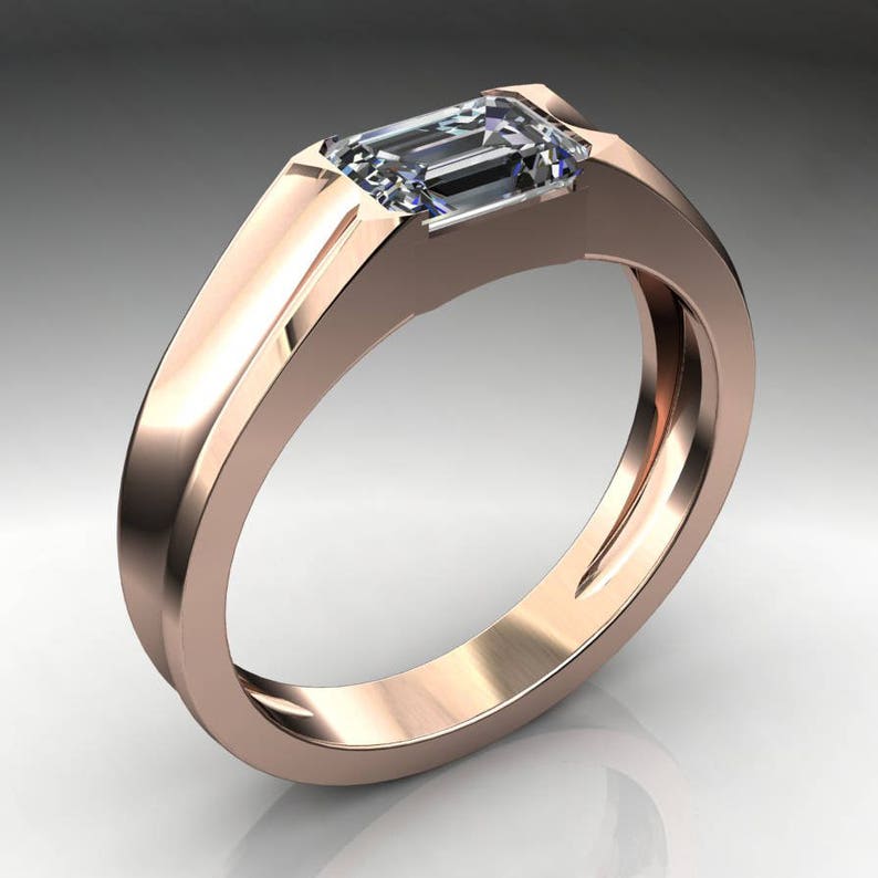 Cash ring men's gold wedding band 1 carat emerald cut Etsy