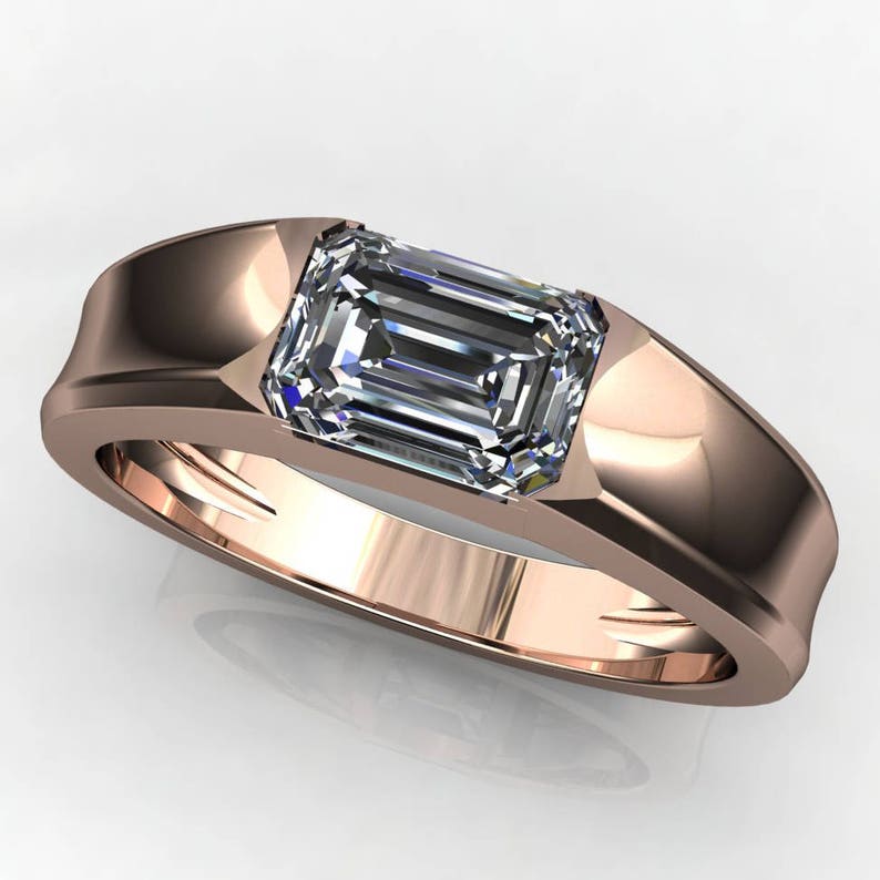 Cash ring men's gold wedding band 1 carat emerald cut Etsy