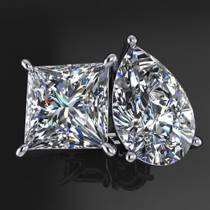 moi et toi engagement ring, pear and princess moissanite ring, 2 stone ring, unique engagement ring- zuri ring