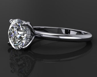natalie ring - 2 carat round cut NEO moissanite engagement ring, diamond side halo