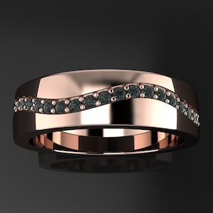 cayton ring - men&#39;s gold and black diamond wedding band, black diamond ring