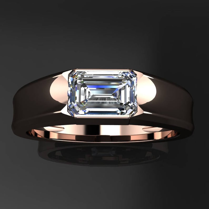 Cash ring men's gold wedding band 1 carat emerald cut Etsy