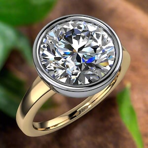 blake ring – 3 carat round diamond ring, lab diamond ring, 3 carat lab diamond ring, bezel set engagement ring