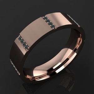 men&#39;s gold and diamond wedding band, black diamond ring - axel ring